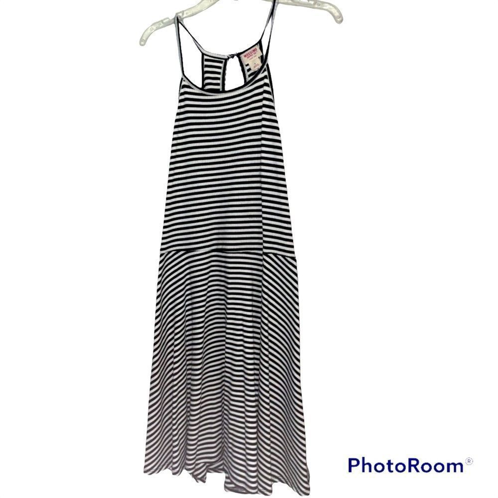 Black & White Striped Fit and Flare Dress w/ Keyhole back